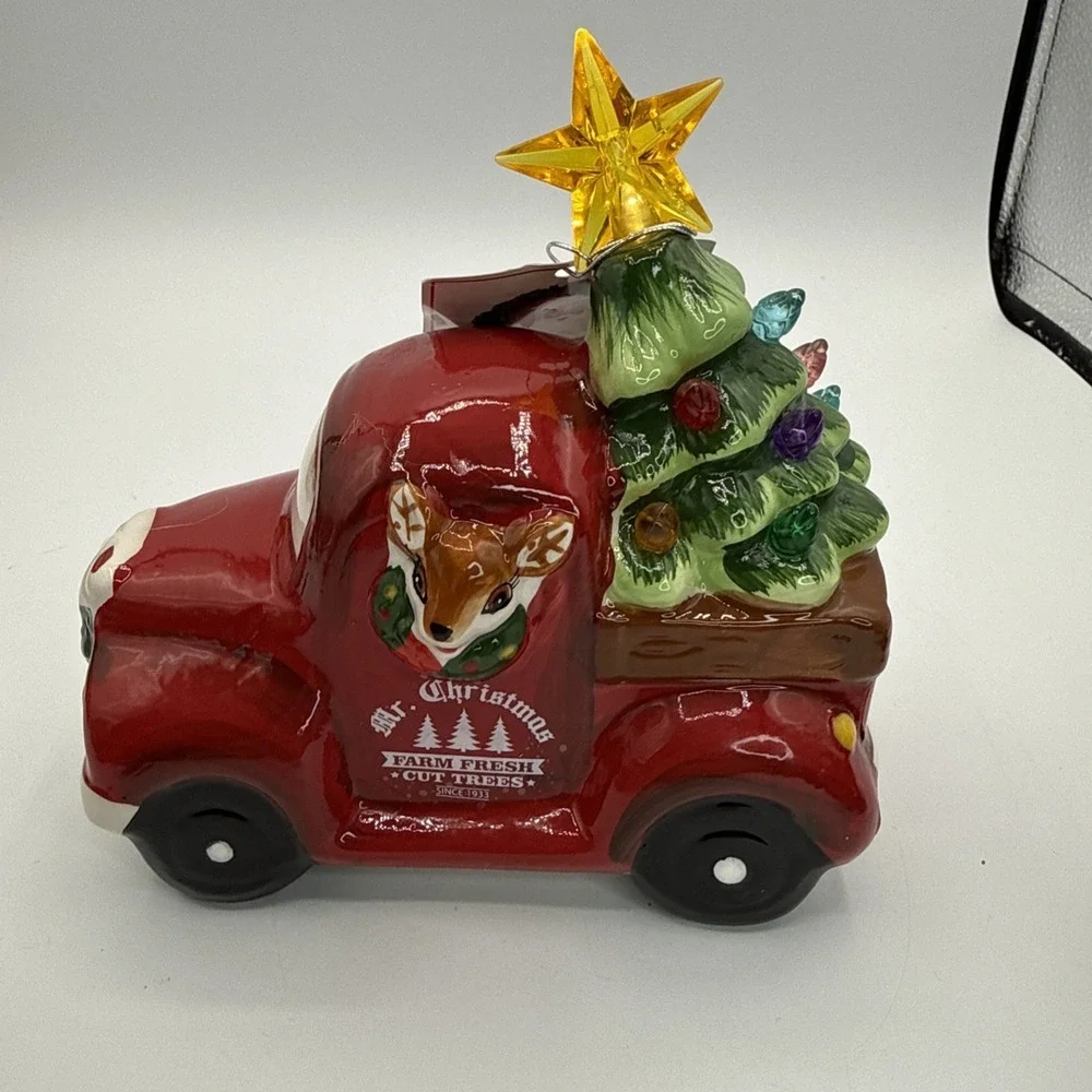 Mr Christmas Red Truck Farm Fresh Trees Set of 6 Lighted Tree‎ Top Holiday Decor